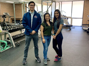 team in exercise equipment area